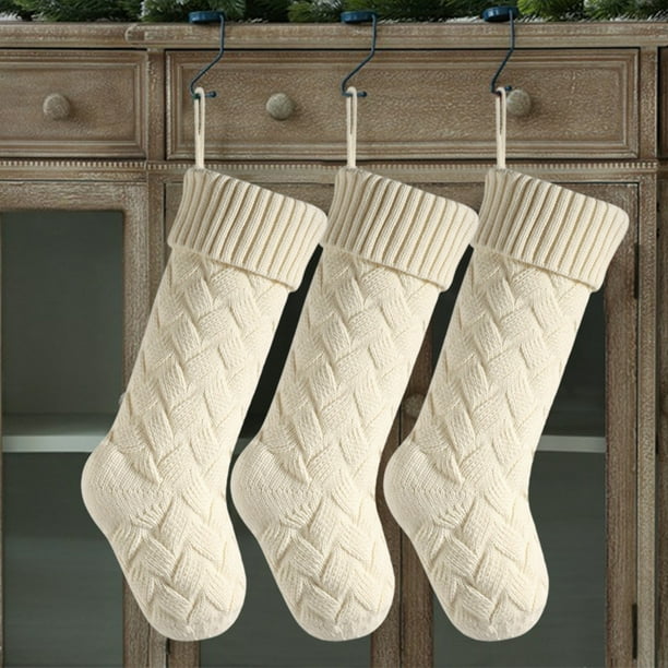 Fiudx Medias Navideñas, Decoración Festiva, Diseño de Tela Suave, Bolsas de Regalo Colgantes, Perfectas para Regalos, Dulces y Decoraciones, Ideales para Fiestas Navideñas, Paquete de 3, Tamaño de 18