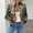 Khaki, variant on Women's Metallic Bomber Jacket Leopard Print Lightweight Zip Up Long Sleeve Fashion Jacket Outwear White 2XL