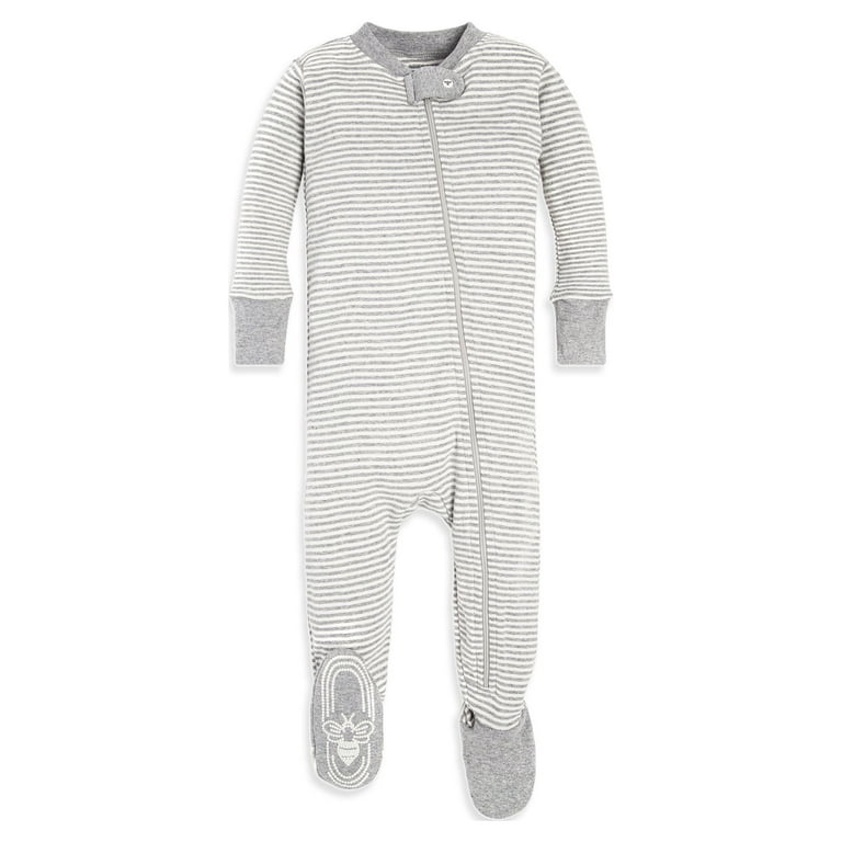 Burt s Bees Baby Baby Boy Sleeper Pajamas Organic Cotton Zip Up Non Slip Footie Snug Fit PJs 2 Pack