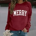 thumbnail image 2 of Women Merry Christmas Sweatshirts Xmas Letter Print Crewneck Tunic Tops Long Sleeve Holiday Party Pullover, 2 of 4