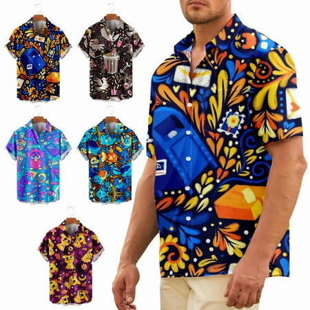 

Men s Aloha Button Down Polo Shirts Funny Party Tops Plus Size Men