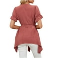 thumbnail image 4 of Blouses et Hauts pour Femmes Mode Femmes Couleur Unie Confortable Blouse Décontractée Sans Manches Col en V Bandage, 4 of 9