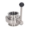 thumbnail image 2 of Sanitary Butterfly Valve, Stainless Steel Butterfly Tri Valve Manual Handle Rust Resistant Quick Connection  for Chemical OD 76mm / 2.99in, 2 of 7