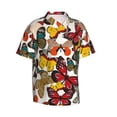 thumbnail image 3 of Xecao Retro Floral Butterfly print Hawaiian shirt - a stylish short-sleeve button-down for men, perfect for casual beach and tropical outings., 3 of 9