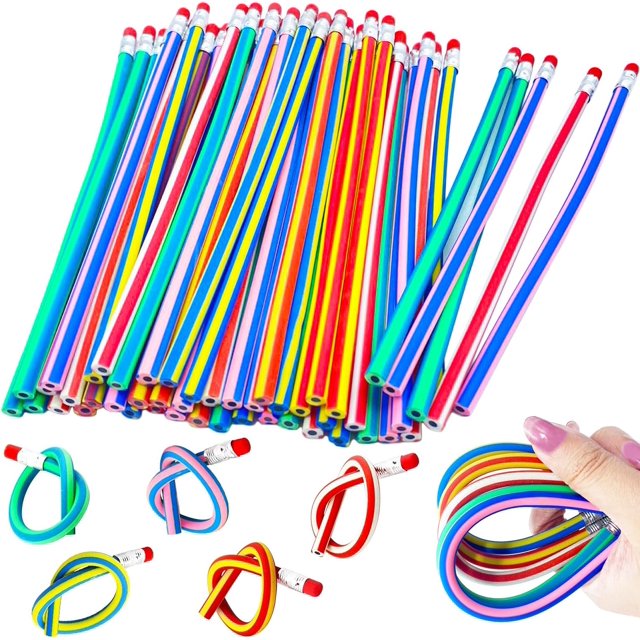 40lápices flexibles y suaves, con goma de borrar, lápices mágicos para niños, estudiantes, suministros escolares