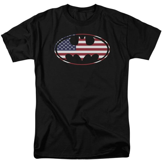 Batman Men's American Flag Oval T-shirt Medium Black