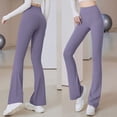 thumbnail image 4 of Mallas acampanadas para mujer, pantalones de Yoga de cintura alta, transpirables, de pierna ancha, ajustados, acampanados, para gimnasio y baile, talla grande, 4 of 6