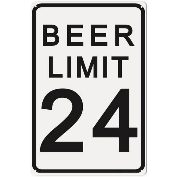 8*12inchs Metal Beer Limit 24 Sign - Funny Vintage Bar Beer Signs for Garage, Home Bar, Bedroom, Coffee Bar, Basement, Shop and Man Cave Decor Wall Art Accessories, Cool Gifts for Men, 8 x 12 inch