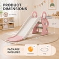thumbnail image 6 of DKMOCO Foldable Toddler Slide, Kids Slide with Basketball Hoop & Ring Toss, Indoor Outdoor Playset for kids 1-3, Pink, 6 of 8