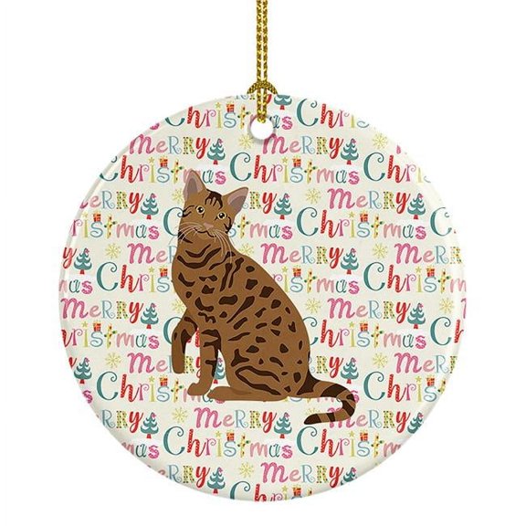 Ocicat #2 Cat Christmas Ceramic Ornament 2.8 in x 2.8 in