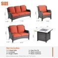 thumbnail image 3 of Vcatnet 5 Pieces Outdoor Patio Furniture Sectional Sofa All-weather Conversation Set with Fire Pit Table for Garden,Poolside,Orange, 3 of 8