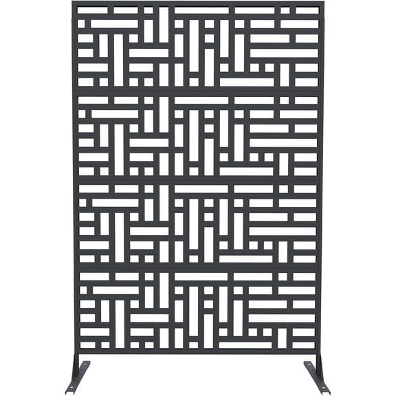 OUTGOODS Decorative Metal Privacy Screen, 46"x71" Freestanding Garden Fence Panels, Black