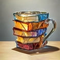 thumbnail image 3 of Shoreew Painted Book Mug with Spoon Creative 3D Stack Book Coffee Cup Retro Novel Style Cup Collection Gifts for Literature Lovers, 3 of 7