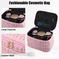 thumbnail image 3 of Unique Bargains Makeup Bag Cosmetic Travel Bag Case Woolen Large Makeup Bag Organizer Bag for Women Plaid Pattern Pink, 3 of 6