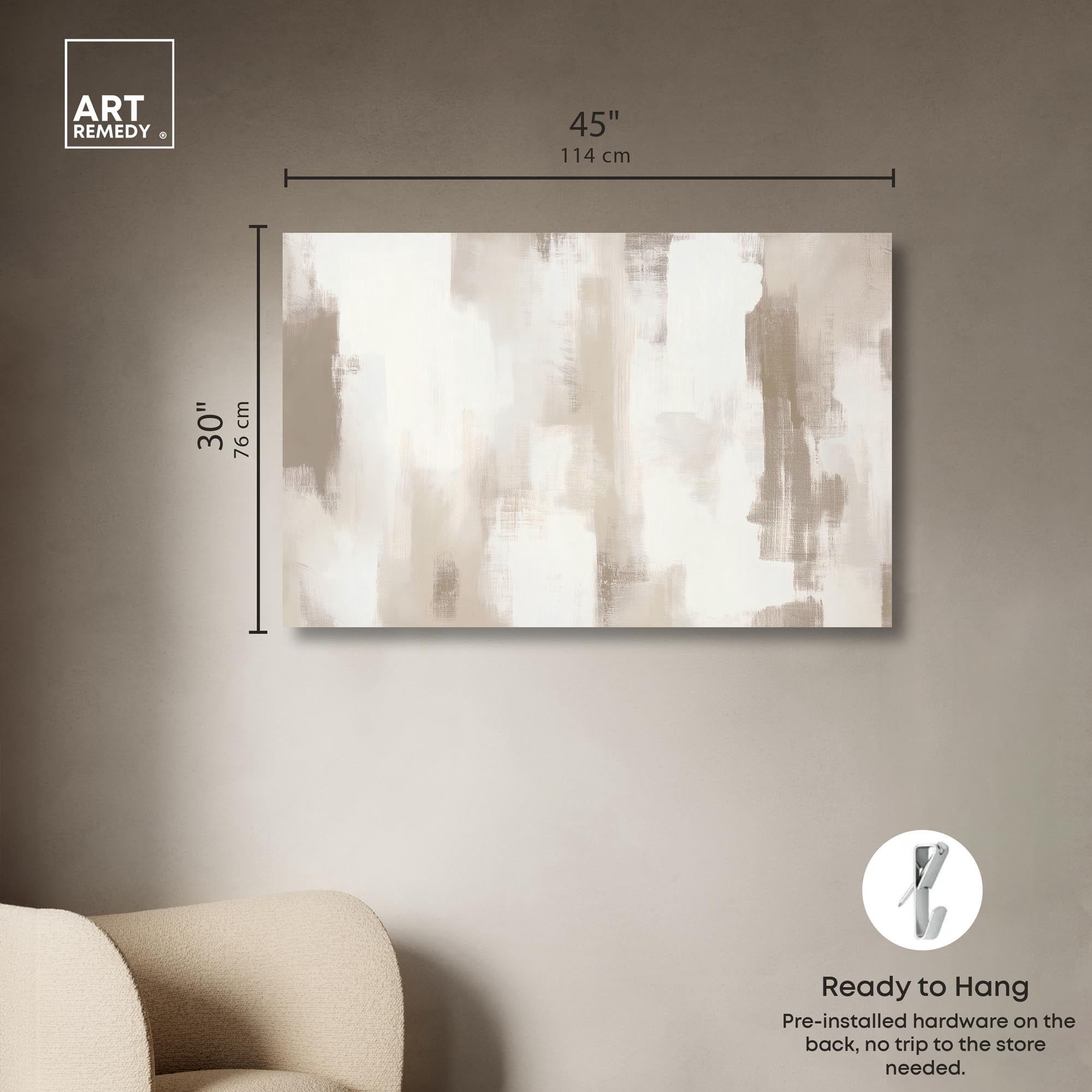 Art Remedy Neutral Abstracts Canvas, 45" x 30", Gallery Wrapped, Winter Mist II