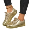 thumbnail image 6 of EKVAHL Women Lace-Up Leather Sneakers Platform Chunky Heel Athletic Shoes, Round Toe Non-Slip Trendy Running Casual Shoes Gold, 6 of 6