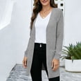 thumbnail image 3 of ZQGJB Cardigan Sweaters for Women Lightweight Fall Spring Open Front Long Sleeve Loose Lightweight Knit Sweater Tops Loose Oversized Outwear Coat with Pockets Gray L, 3 of 7