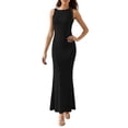 thumbnail image 1 of Vestido liso de un solo hombro para mujer - Vestido largo de poliéster, cuello redondo, cintura alta, adecuado para fiestas/vacaciones, S-L, 1 of 4