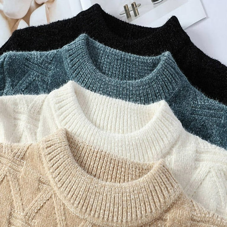 CTPDG Mens Cable Knit Vintage Chunky Sweater Loose Casual Knitted