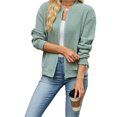 thumbnail image 4 of Wevis Women's Zip Up Fall Jacket, Long Sleeve Ribbed Knit Autumn Cardigan, Casual Loose Lightweight Sweater Coat, 4 of 7