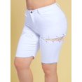 thumbnail image 1 of Cordones arriba dobladillo crudo más tamaño biker denim shorts Rosegal Pantalones cortos de talla grande, 1 of 5