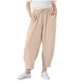 thumbnail image 1 of MIASHUI Pantalons pour Filles Jambe Droite Bas Décontractés Unis Taille Élastique à Cordon, Beige, 5-6 Ans, 1 of 7
