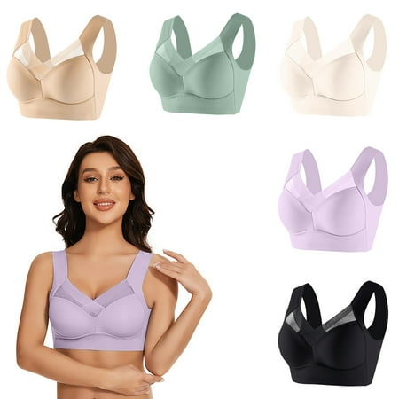 Lisbinx Women s Plus Size Bras Women s Strapless Lace Underwear With Thin Side Collection And Daily Bra 5PC Flash Deals