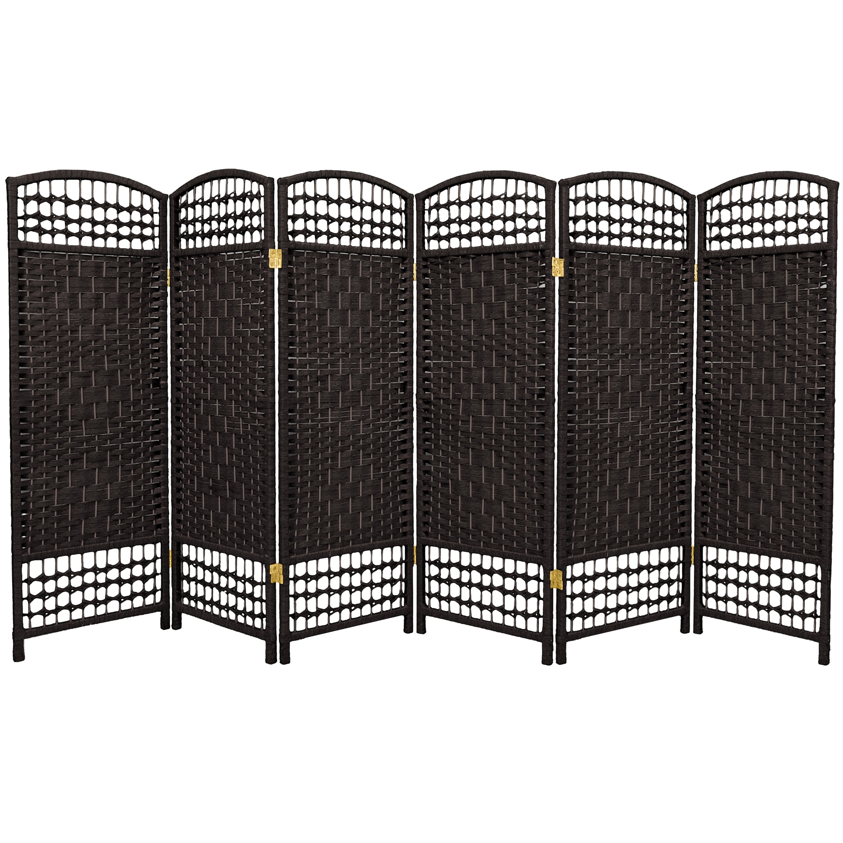 Oriental Furniture 4 ft. Tall Fiber Weave Room Divider, black, 6 panel
