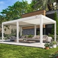 thumbnail image 3 of 12 x 20 FT Louvered Pergola with 6-Panel Pull-Down Privacy Screen, Hardtop Rainproof Pergola with Adjustable Roof for Patio, Lawn & Garden, 3 of 13