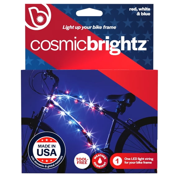 Cosmic Brightz Patriotic Bicycle Frame Light, Made in the