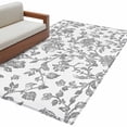 thumbnail image 2 of 4x6 Area Rugs, Grey Flower Non-Skid Rubber Backing Large Rectangle Rugs - Living Room Bedroom Home Office, Vintage Farmhouse Boho Leaf Spring Plant Indoor Floor Mat Carpets Washable Rug, 2 of 9