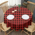 thumbnail image 3 of Red Black Plaid Checkered Pattern Round Tablecloth 60"x60",Wrinkle Wipeable Table Cloth for Kitchen Dining Room Picnic Patio Party, 3 of 6