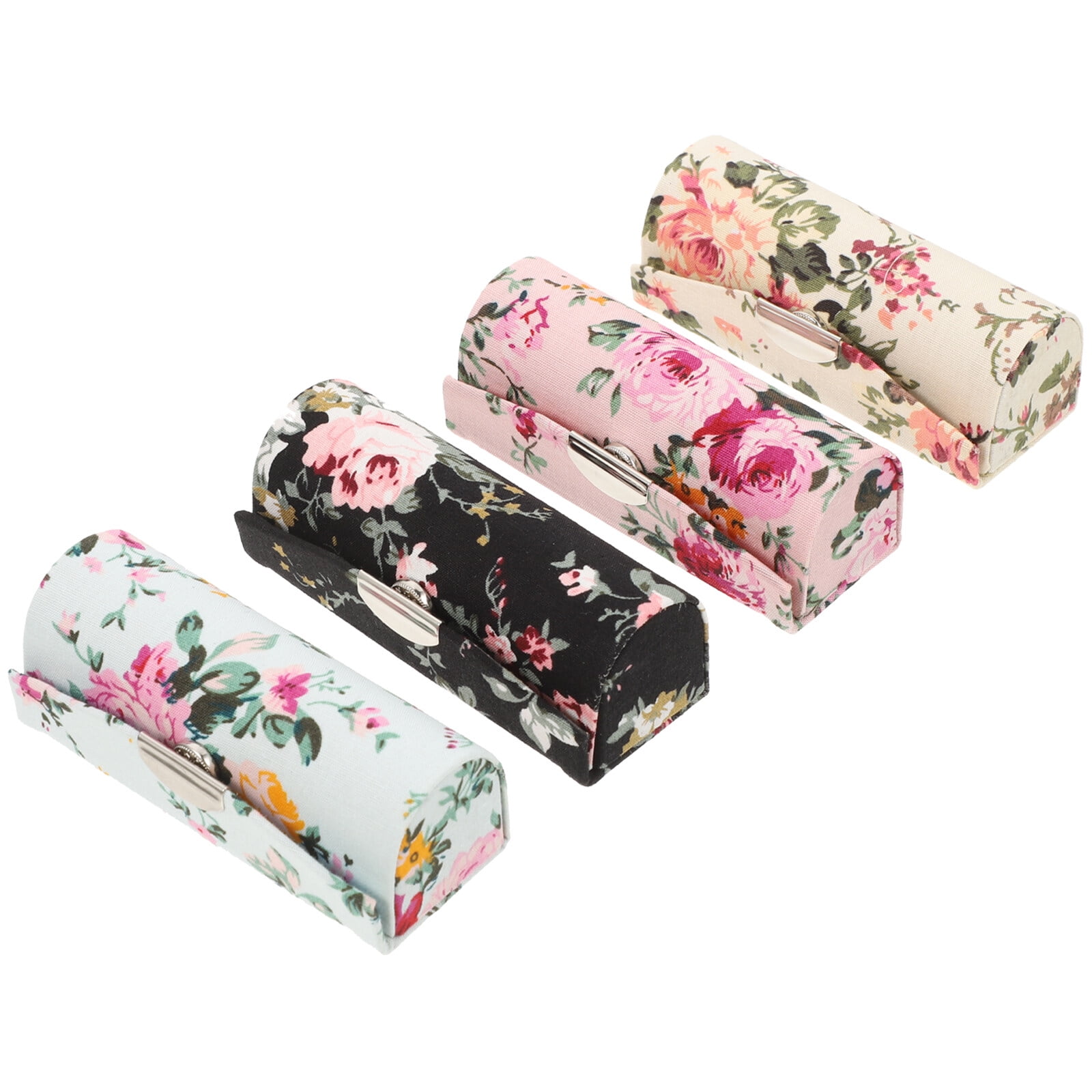 4 Pcs Cloth Lipstick Case Holder with Mirror Cloth Organizer Bag for