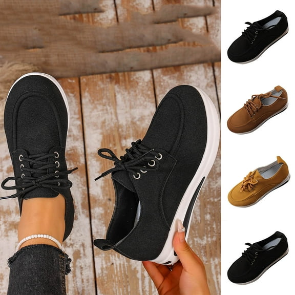 Juebong Loafers for Women Wedge Shoes Lightweight Casual Work Safety Sneakers Comfortable Slip On Walking Shoes Black,42
