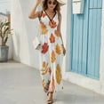 thumbnail image 6 of Autumn Harvest Maple Leaves Thanksgiving Sleeveless Dress Woman Fashion Long Dresses Women's Summer Suit Dress 2025, 6 of 7