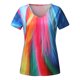thumbnail image 4 of Tops de talla grande para mujer, con estampado de corazones, a rayas, con cuello en V, manga corta, blusas a la moda, Tops con manga casquillo Pompotops  hkajfhjk464165, 4 of 6