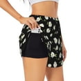 thumbnail image 2 of Haiem Daisies Flowers Women's 2 in 1 Running Shorts - Lightweight Athletic Workout Gym Yoga Breathable Sports Shorts Liner with Phone Pockets-X-Large, 2 of 9