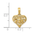thumbnail image 2 of 14k Yellow Gold Sparkle-Cut Open Filgree Fleur-de-lis Heart Pendant (small) - Measures 20x8mm Wide, 2 of 4