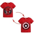 thumbnail image 1 of Boys Spiderman T-shirt Sequins Turn Over Pattern Changing Short Sleeve Tops Kids Tee, 1 of 4