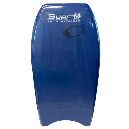 PMU 33 Inch Blue Bodyboard - Lightweight Wrist Leash Surf Mania Slick Bottom Boards for Beach Sea & Pool - Surfing Board for Kids Teens & Adults Wave Conditions Pkg/1