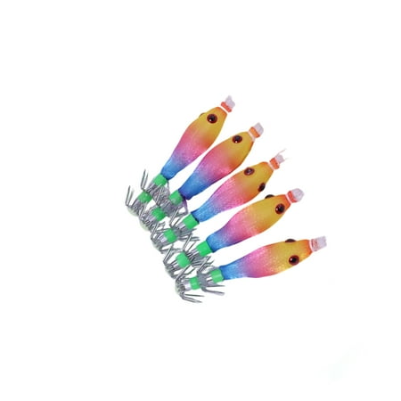 Oasiva 5pcs Fishing Lures Shrimp Lures Baits Glow Jigs Hook 5.8cm 3.1g Glow Squid Jigs