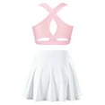 thumbnail image 2 of Zaldita Kids Girls Crop Tank Top and Tennis Golf Skirt with Built-in Shorts Set Workout Athletic Pink&White 10, 2 of 7