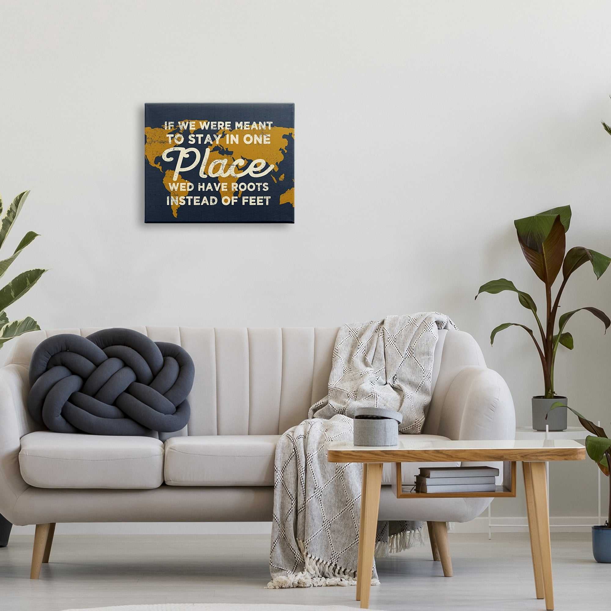 Stupell Industries We'd Have Roots Encouraging Travel World Map Sign,20 x 16, Design by Daphne Polselli