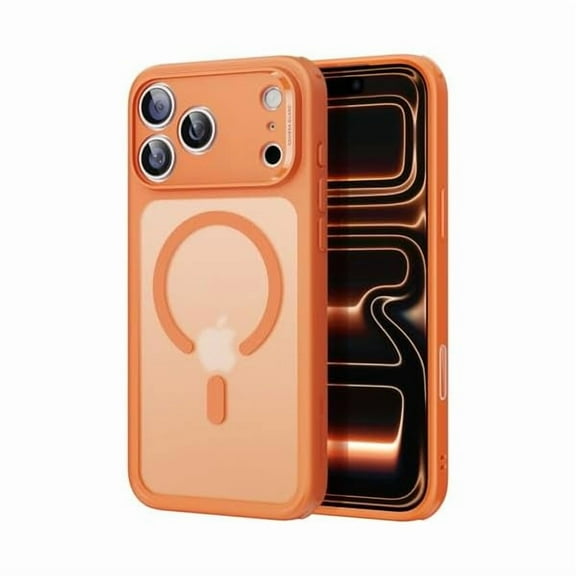 ZHU997 for iPhone 17 Pro Case, Camera Control, Compatible with MagSafe, Shockproof Military-Grade Protection, Magnetic Phone Case for iPhone 17 Pro, Classic Hybrid Case, Frosted Orange