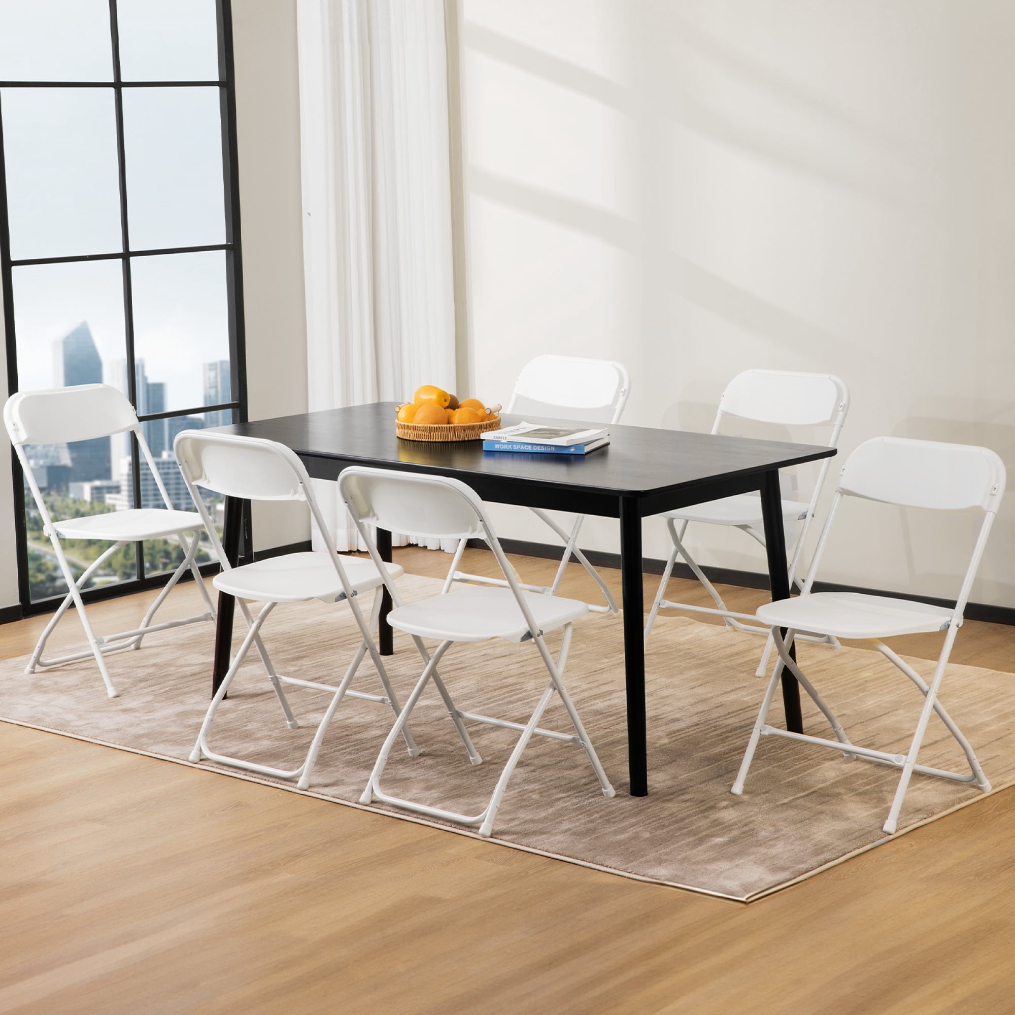 Leumius 4 Pack Folding Chair,Indoor Outdoor White Plastic Folding Chair,White