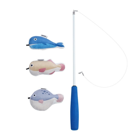 Zeze Interactive Cat Toys - Retractable Wand Toy, Simulate Fish Movement, 3Pcs with Refillable Natural Catnip