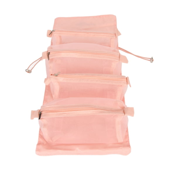 Organizador De Maquillaje Enrollable, Neceser Colgante Desmontable Rosa Portátil, 4 En 1, Ahorro De Espacio Para Viajes Cortos En Casa