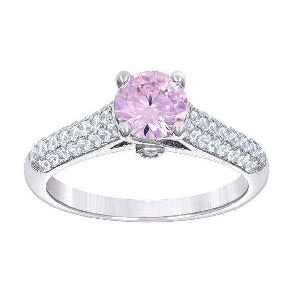 925 Sterling Silver Womens Pink White Cubic Zirconia Fashion Ring 5.8mm Wide Size 6 Ring for Women