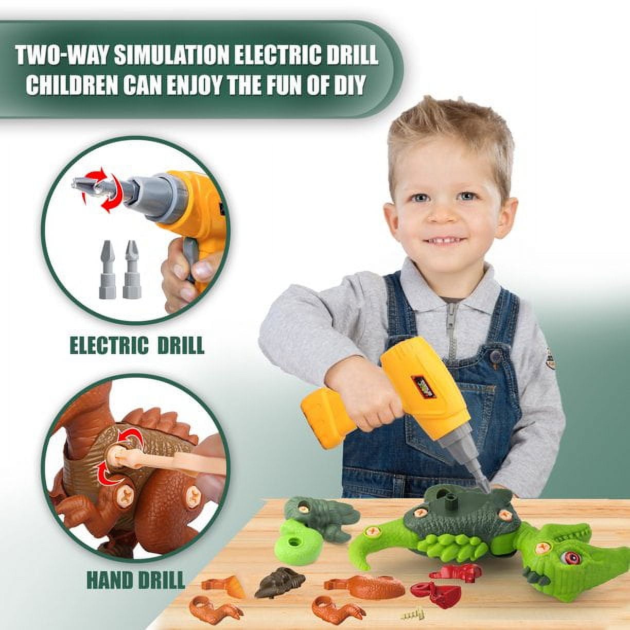 EduCuties Dinosaur Toys for Kids 3-5, Take Apart Dino Games for Boys Girls  Age 5-7, Construction Building Educational STEM Sets with Electric Drill