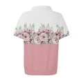 thumbnail image 5 of XDDLITP Women Polo Shirts for Work Short Sleeve Lapel Tees Button Down Collared Tops 2025 Summer Vintage Floral Print Graphic Tshirts,Light pink S, 5 of 5